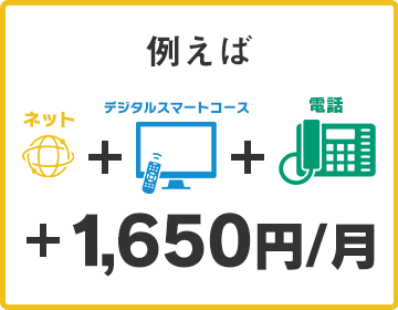 電話とテレビとセットの場合、ネットの料金+月額1,650円