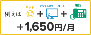 電話とテレビとセットの場合、ネットの料金+月額1,650円